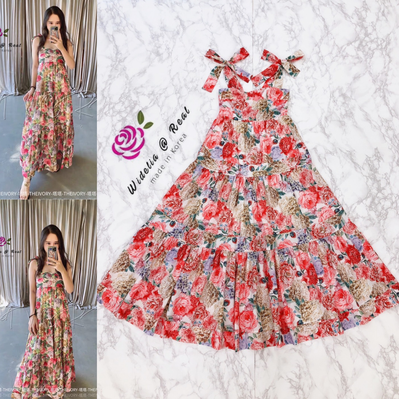 ZMM Maxi Dress แม็กซี่เดรสตัวยาวแสนสวย ทรงสายเดี่ยวผูกโบว์น่ารักมาก