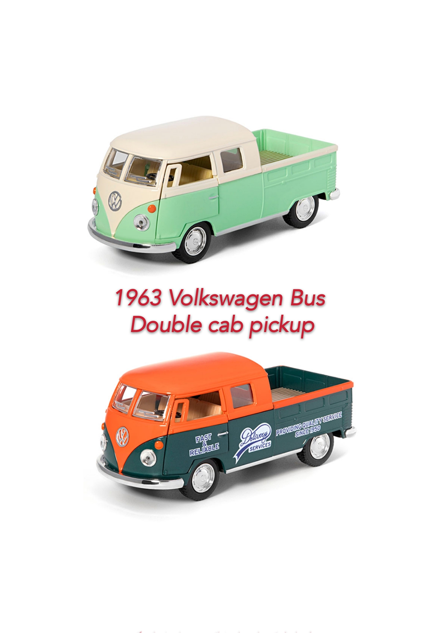 1963 Volkswagen Bus Double Cab Pickup โมเดลรถเหล็ก (ปลีก-ส่ง)
