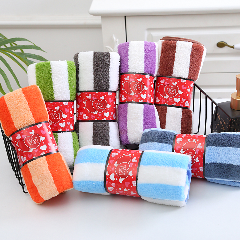 ผ้าเช็ดผมขนเป็ดลายริ้ว รุ่นพิเศษหนานุ่ม (1โหล)