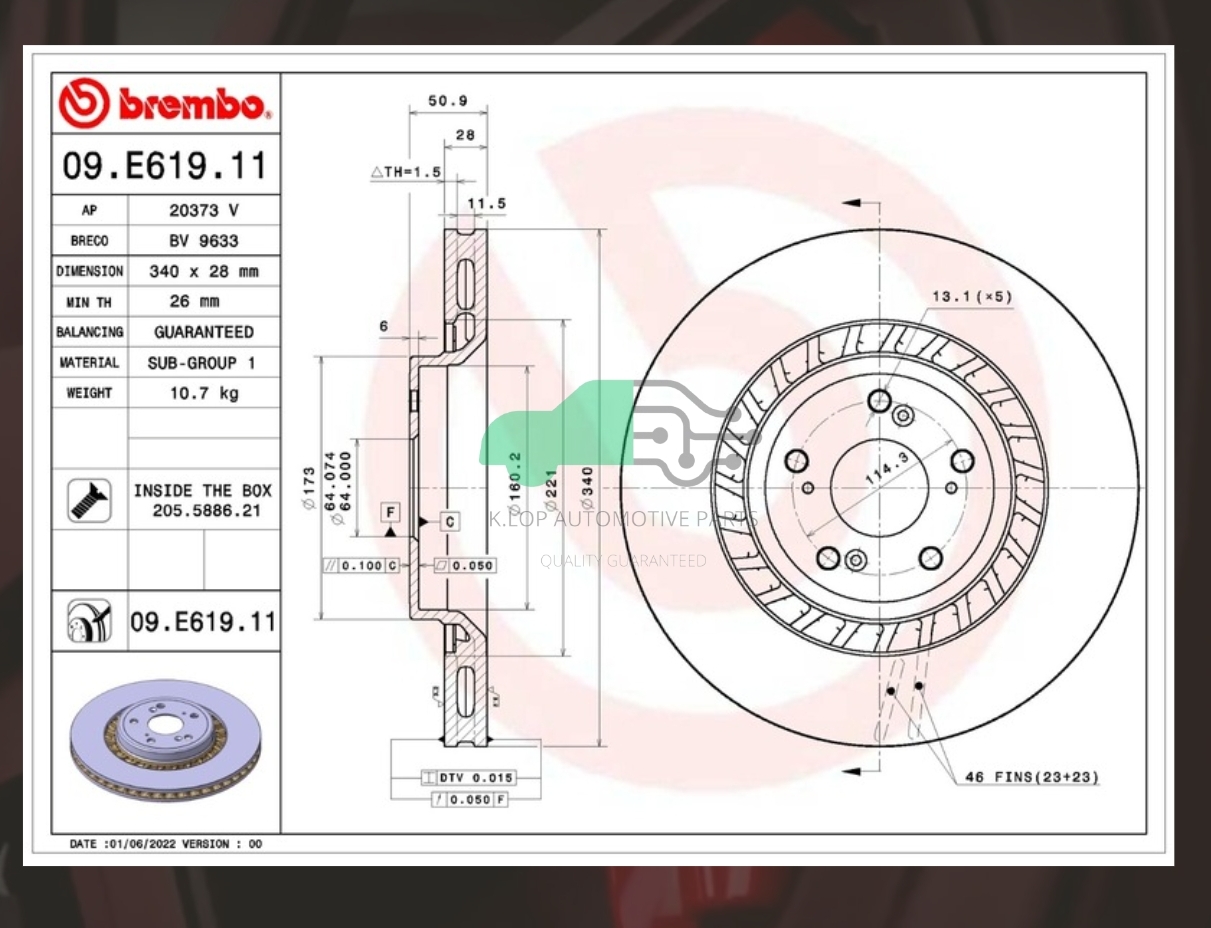 09 E619 11 จานเบรค ล้อ F (ยี่ห้อ BREMBO) HAVAL H6 1.5 ปี20