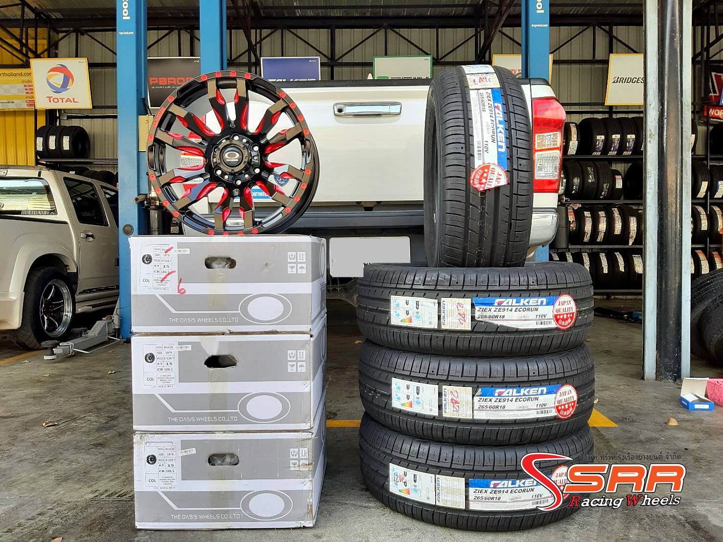 OASIS MARVEL 26S ขอบ18 6H139.7 ET15 สีดำคลิบแดง ราคาพิเศษ