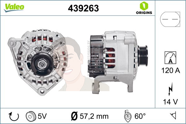 439263 ไดชาร์จ Valeo รุ่น PASSAT B5 1.8 120A