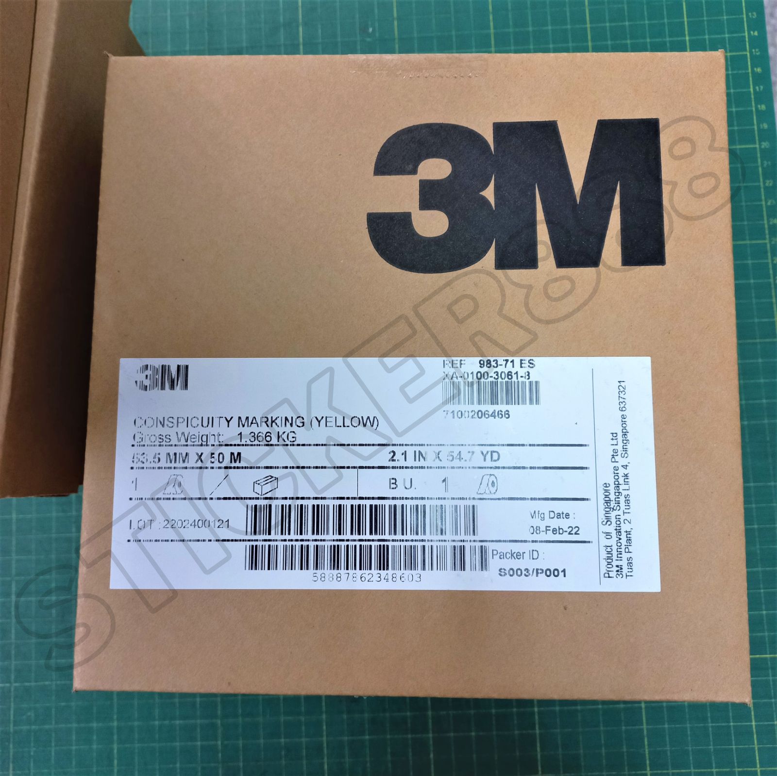 สติ๊กเกอร์สะท้อนแสง ติดรถ สีเหลือง 3M แท้ 55 mm x 50M 983-71 Conspicuity marking (Yellow)