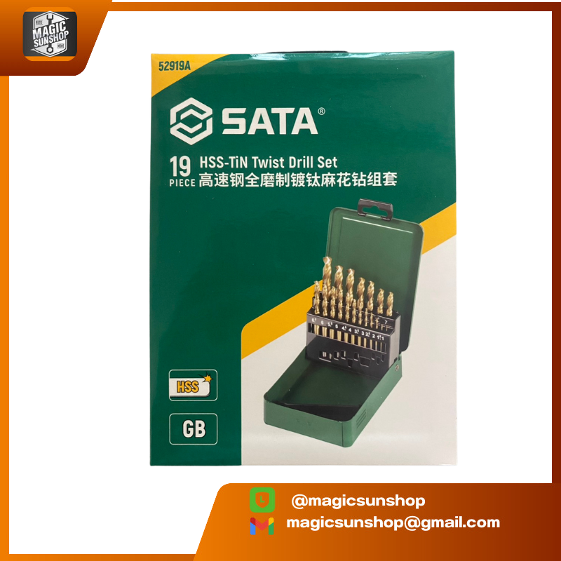 927531 SATA 52919A 19-PC wear-resistant straight shank twist drill set