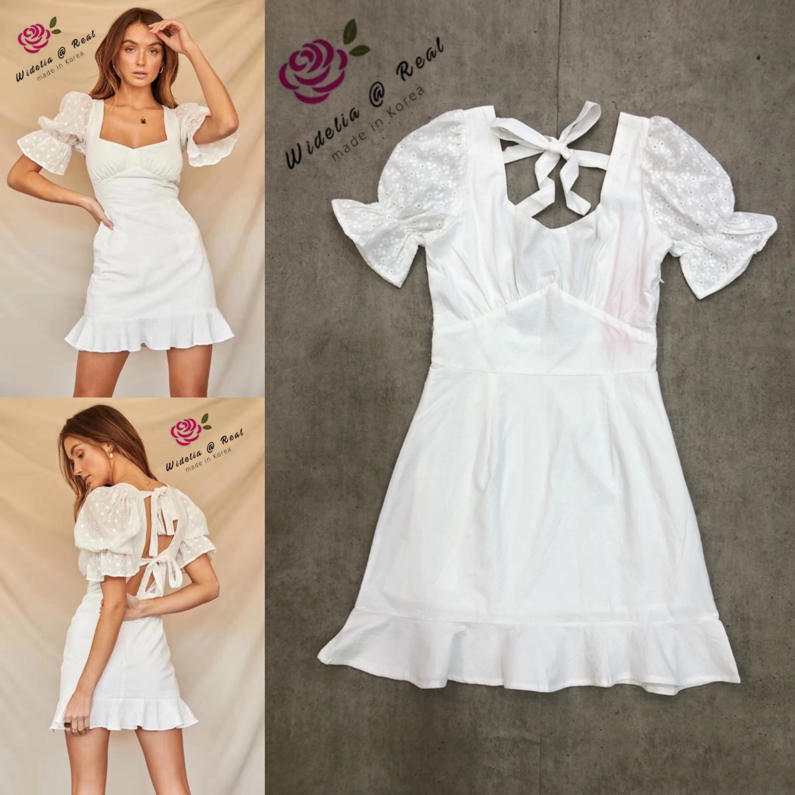 Loveshack Dress เดรสแขนสั้นพองสุดน่ารัก ช่วงแขนเป็นเนื้อผ้าฉลุน่ารักมากๆ ผ้าดีใส่สบาย