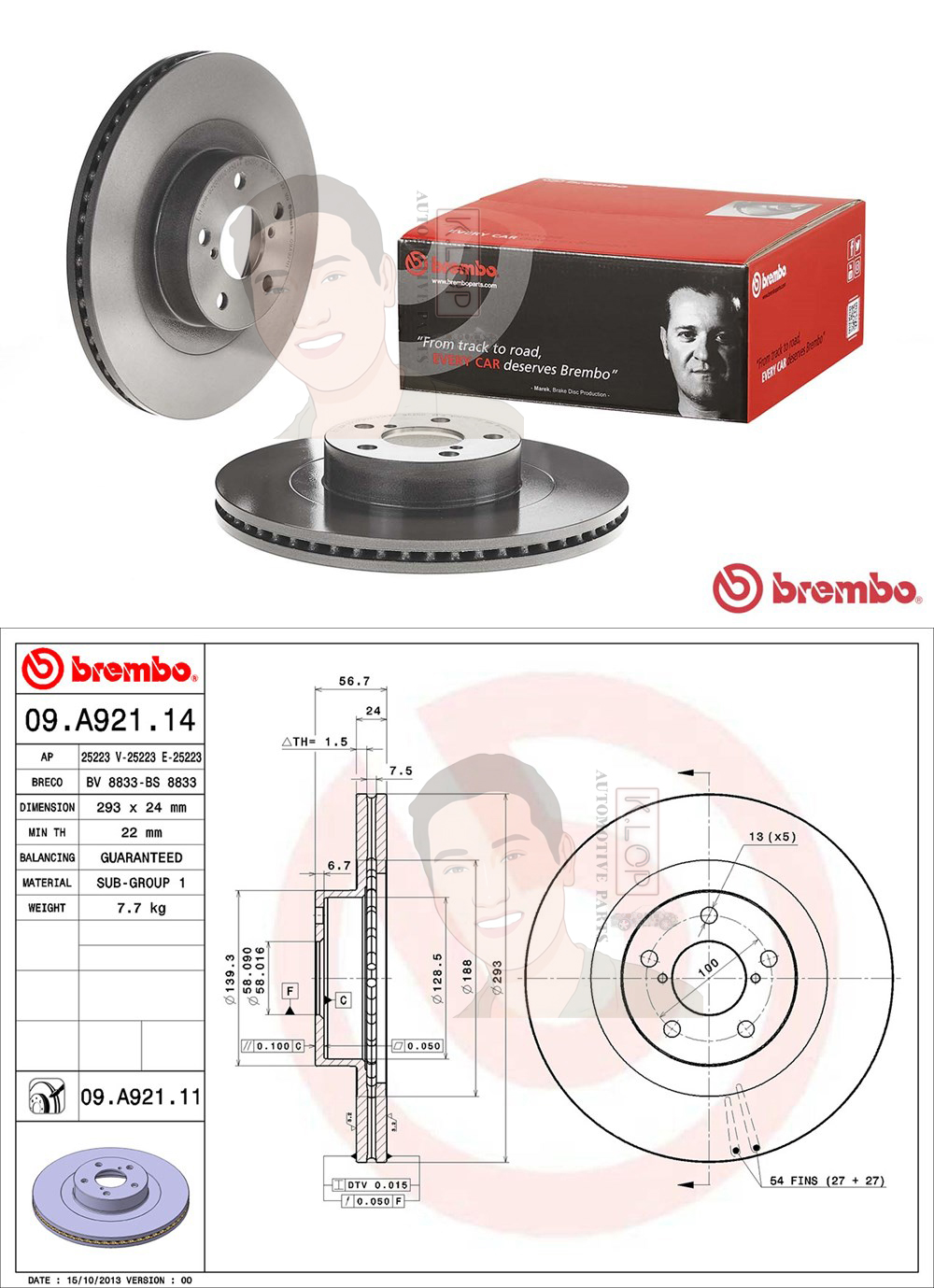 09 A921 11 จานเบรค ล้อ F (ยี่ห้อ BREMBO) รุ่น UV TOYOTA GT86 (Coupe) 2.0 ปี 2012->
