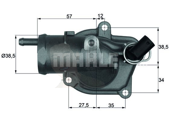 TI 31 92 วาลว์น้ำ+เสื้อ BENZ OM646 ดีเซล / W203 W211 6462001115 (ยี่ห้อ MAHLE)