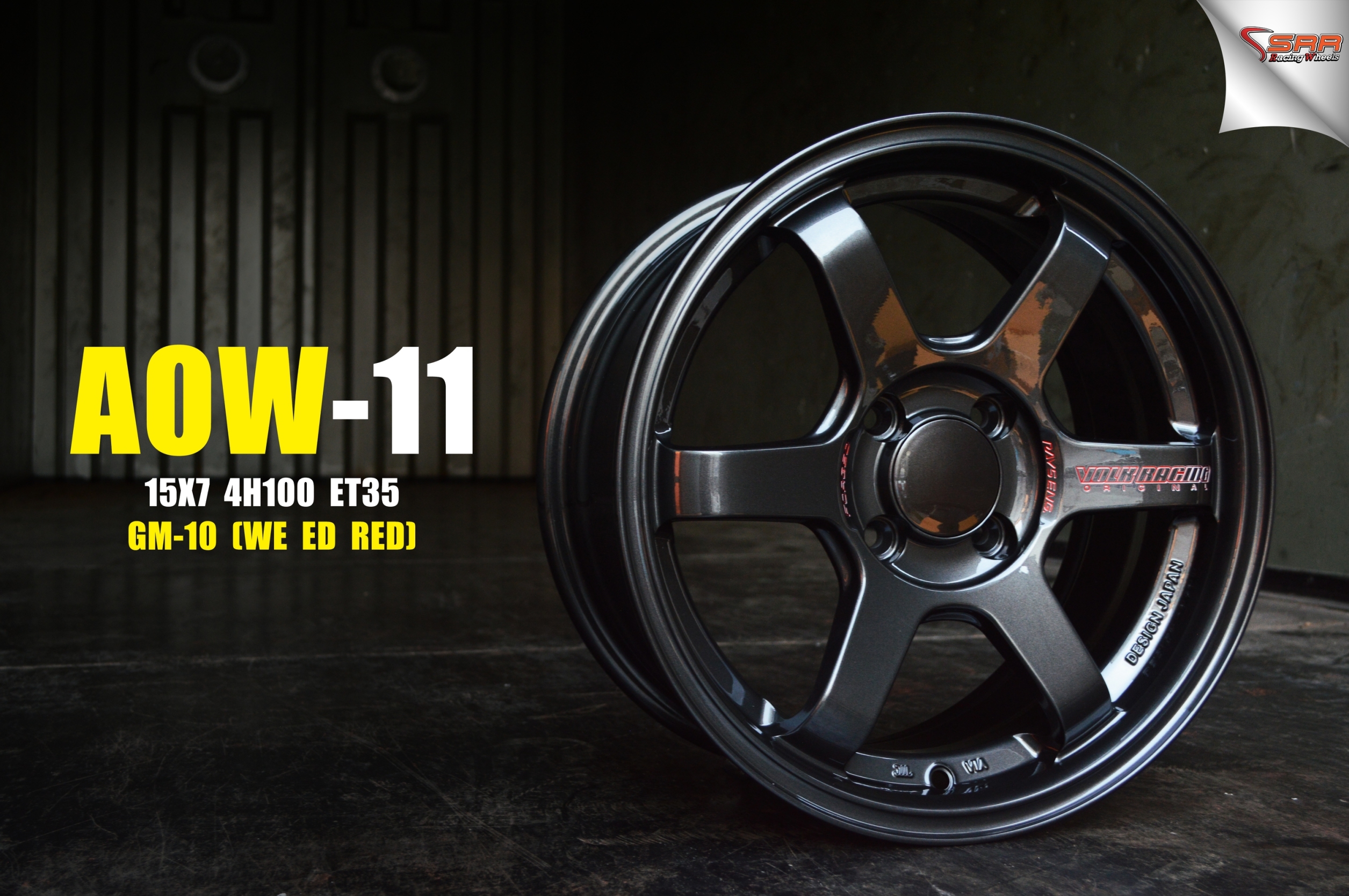 TE37 AOW-11 FlowForming ขอบ15 4x100 สีกันหยอดแดง