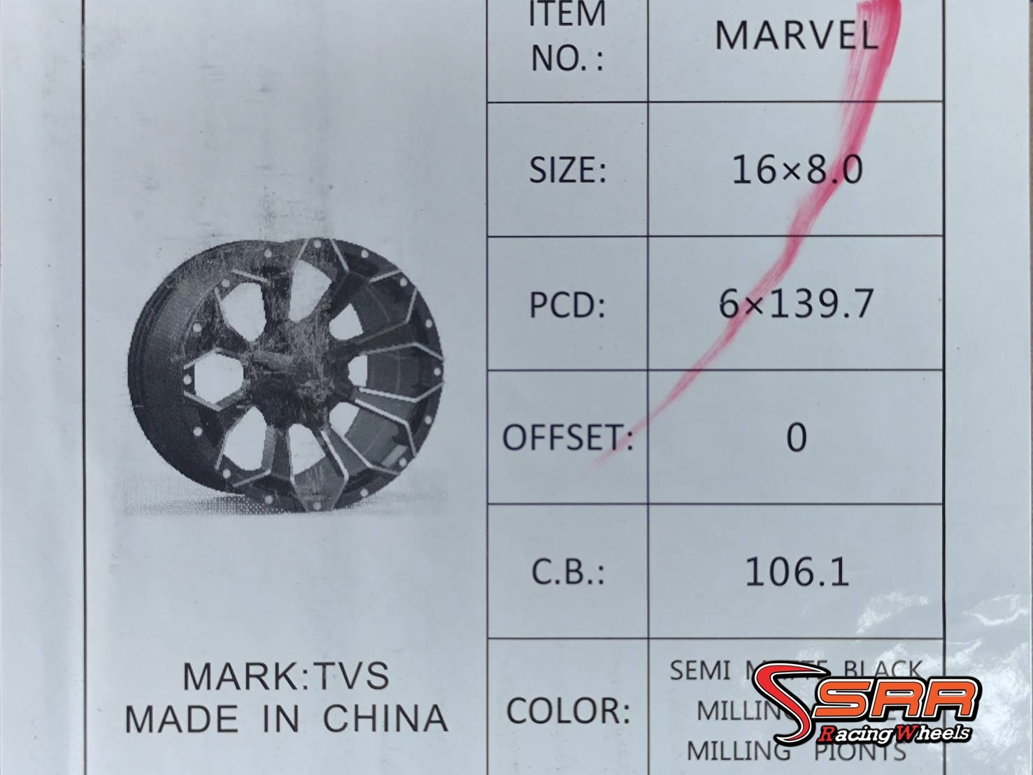 OASIS MARVEL 16x8 6H139.7 ET0 สีดำด้าน ราคาพิเศษ