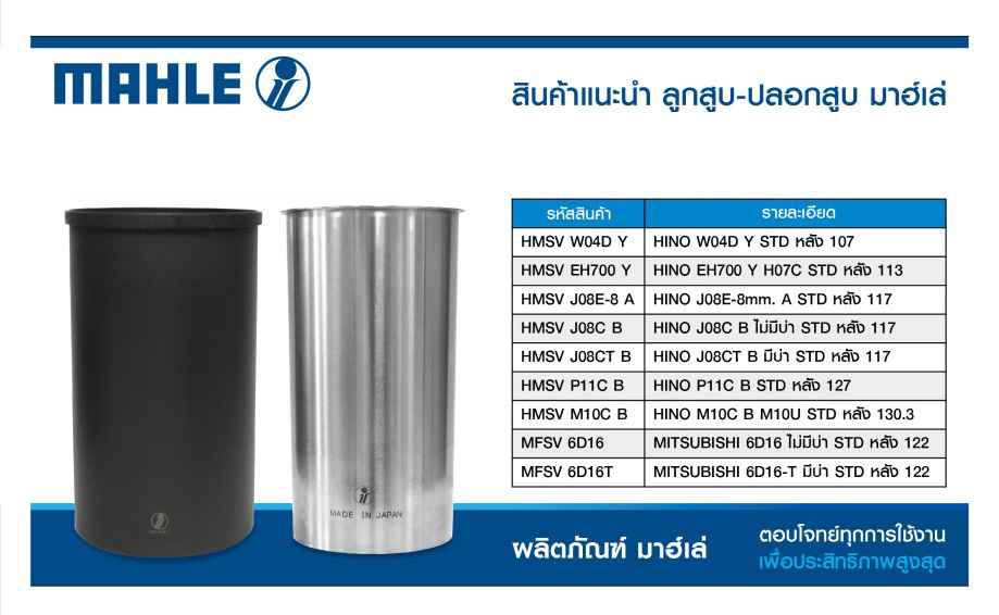 ปลอกสูบ (ยี่ห้อ ART,MAHLE) อัพเดท 28-04-2564