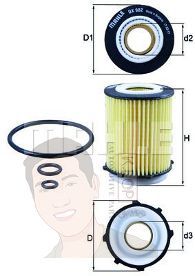 OX 982D กรองน้ำมันเครื่อง BENZ M274 M270 / W205 C117 W212 W176 ยี่ห้อ MAHLE