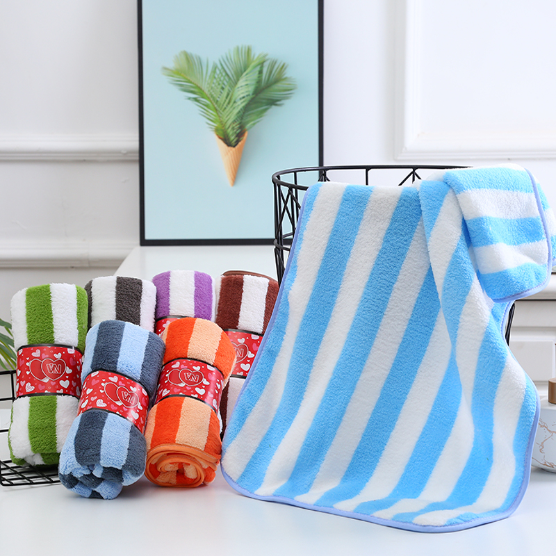 ผ้าเช็ดผมขนเป็ดลายริ้ว รุ่นพิเศษหนานุ่ม (1โหล)