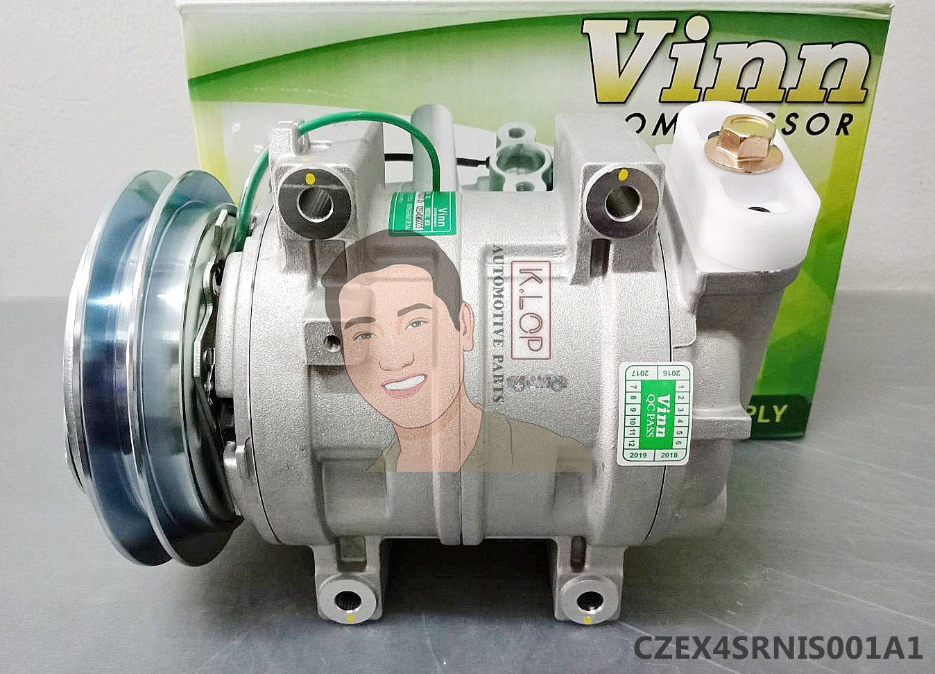 CZEX4SRNIS001A1 คอมแอร์ยี่ห้อ Vinn (ZEXEL 15CH MITSU FUSO ร่องA รูเล็ก เอียงขวา)