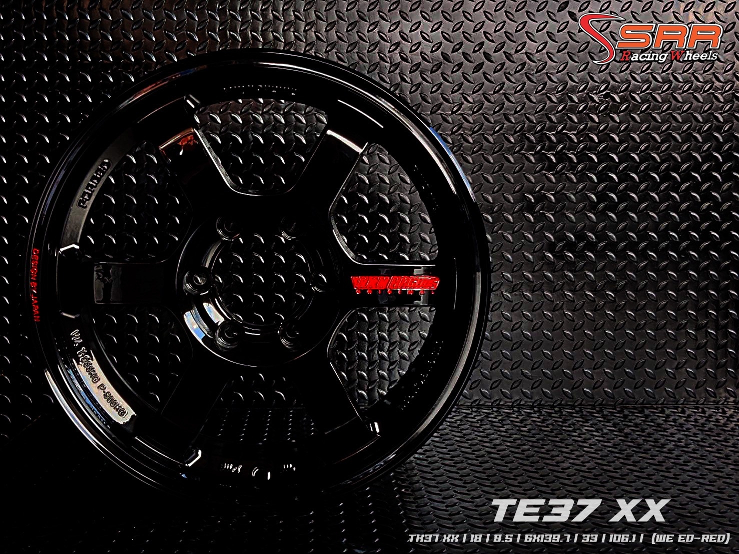 TE37 XX ล้อไทย ขอบ18 6H139.7 ET33 BLACK (WE ED-RED) ราคาพิเศษ