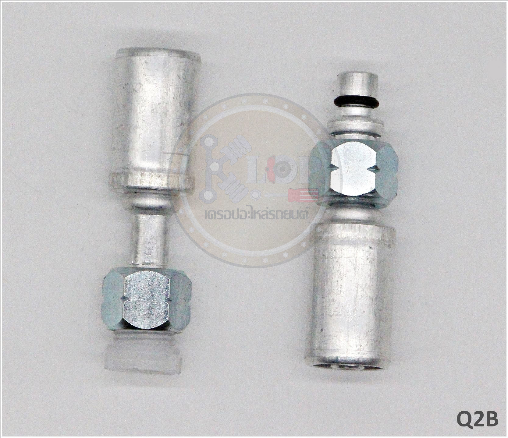 Q2B พิตติ้ง 3/8นิ้ว -180องศา ND รีดร่อง R134a (ปลอกอลูมิเนียม) (Vinn)