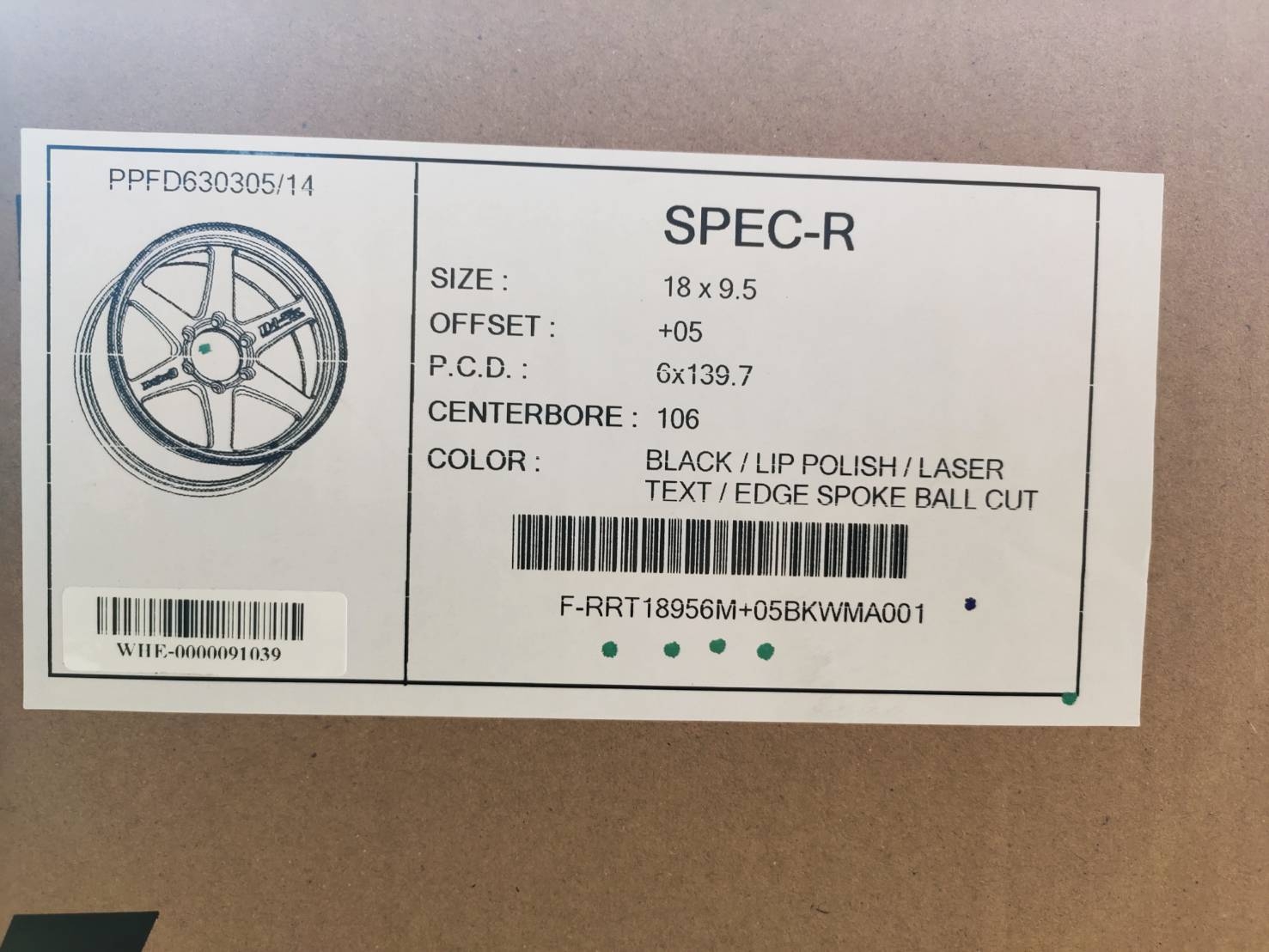 SPEC-R Project-D D-1SRR 18x9.5 ET+05 6x139.7 BKWMA