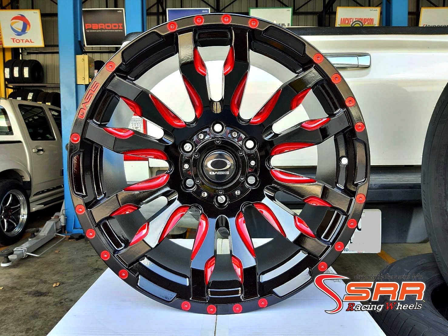 OASIS MARVEL 26S ขอบ18 6H139.7 ET15 สีดำคลิบแดง ราคาพิเศษ