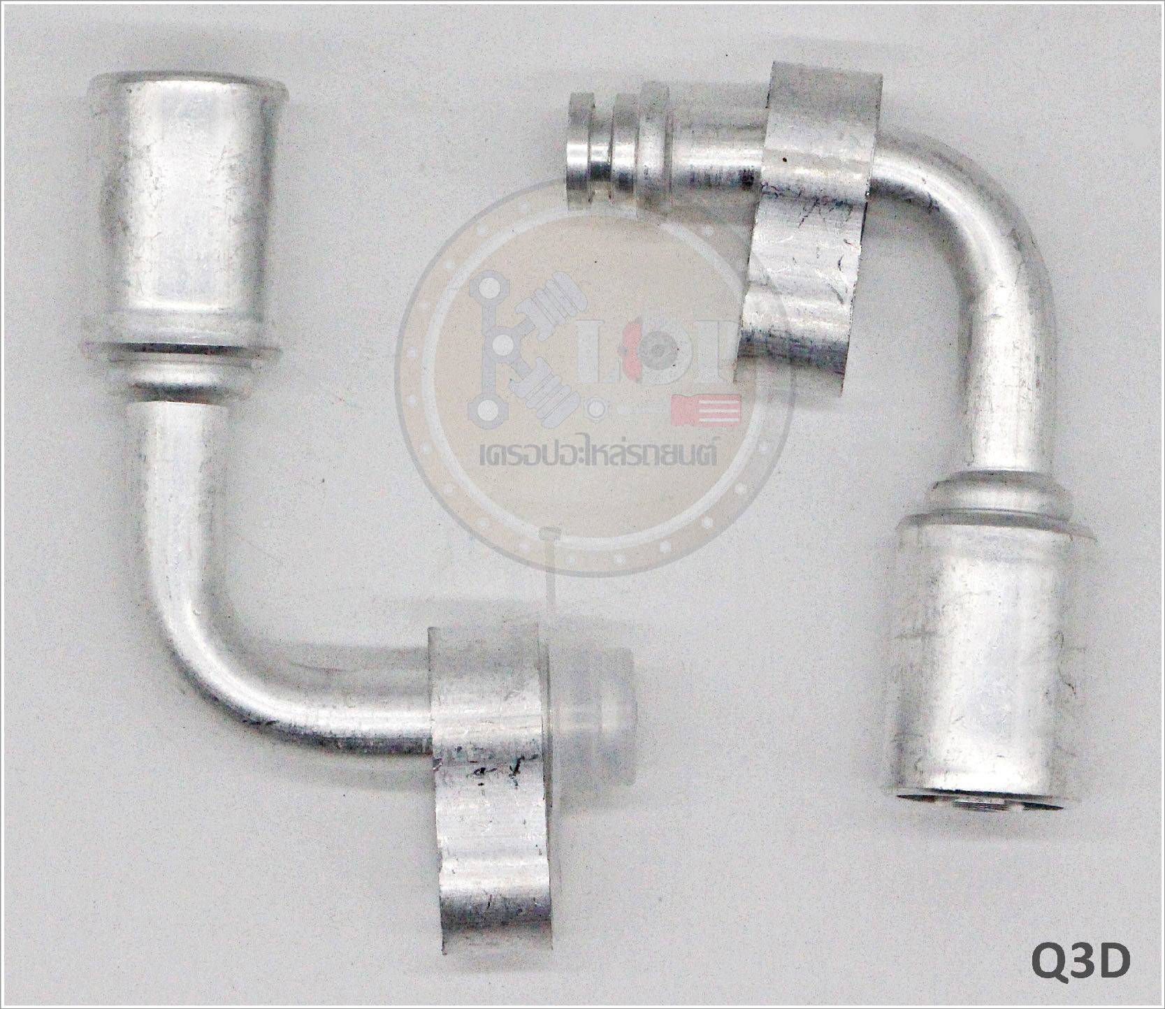 Q3D พิตติ้ง 1/2นิ้ว - 90องศา แปะหมุน R134a (ปลอกอลูมิเนียม) (Vinn)
