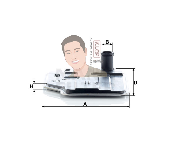 H27001 กรองเกียร์ BENZ W205,W212(เรียกว่ากรองเกียร์จุด 9) เครื่องยนต์ M270-274,OM612 (MANN-FILTER***งานพรีเมี่ยมแท้นำเข้ายุโรป) Dimensions(mm.) A=267 B=21 D=174 H=18