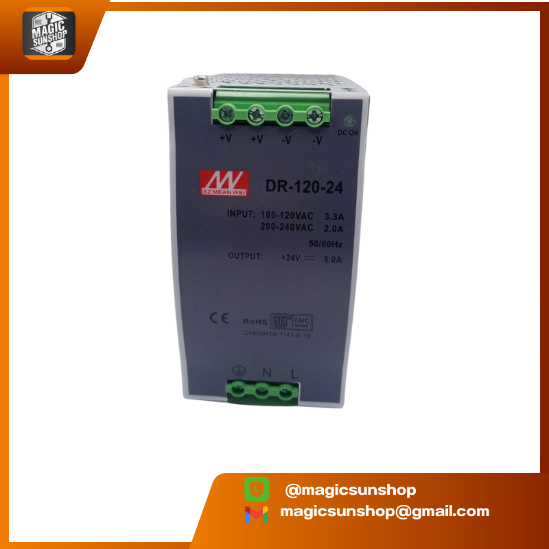927166 สวิทชิ่ง พาวเวอร์ซัพพลาย 120W แปลงไฟ AC 220V เป็น DC 24V 5A รุ่น DR-120-24
