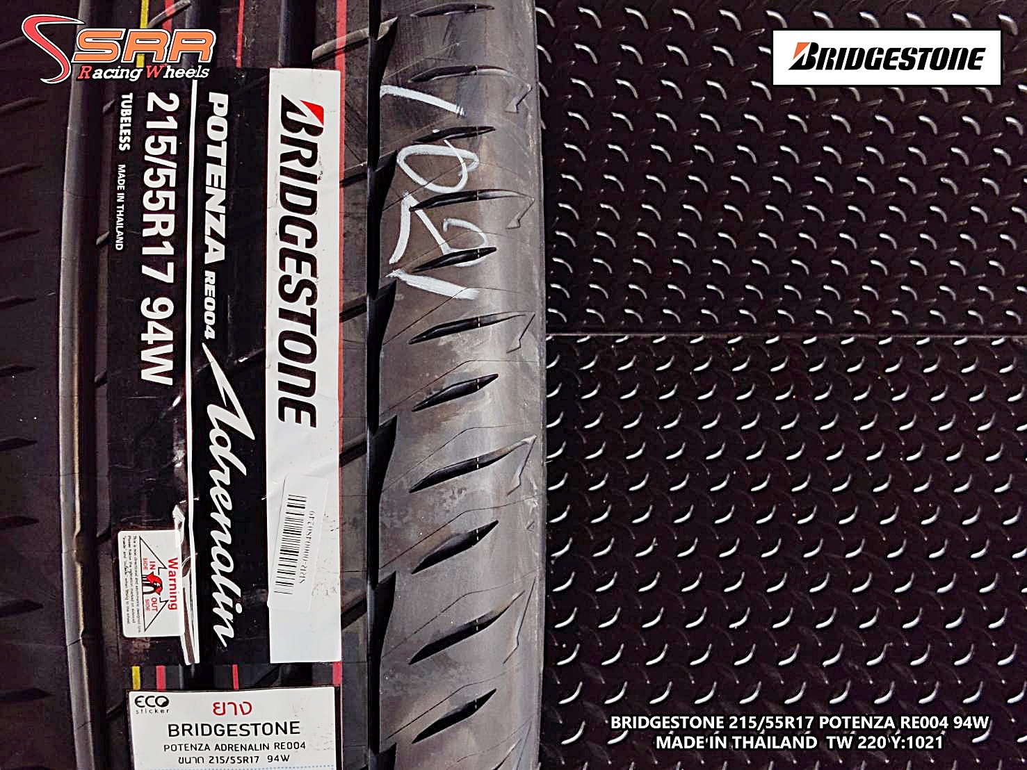 BRIDGESTONE RE004 215/55R17 ยางใหม่ปี2021 ราคาพิเศษ