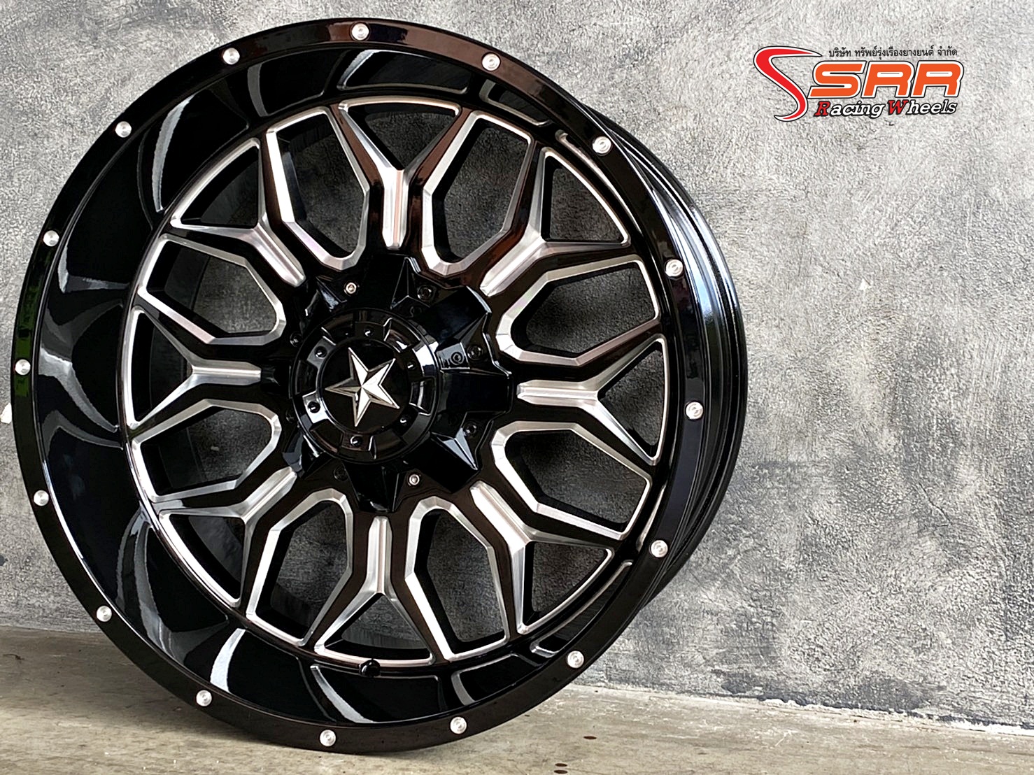 OASIS LP35 20x10 6x139.7 ET-24 BLACK MILL SPOKES+MILL DOTS