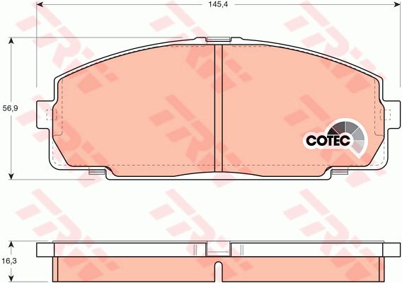 ผ้าเบรคหน้า TRW (TOYOTA COMMUTER หัวจรวด หลังคาสูง, HIACE SBV LH125 '97 on)