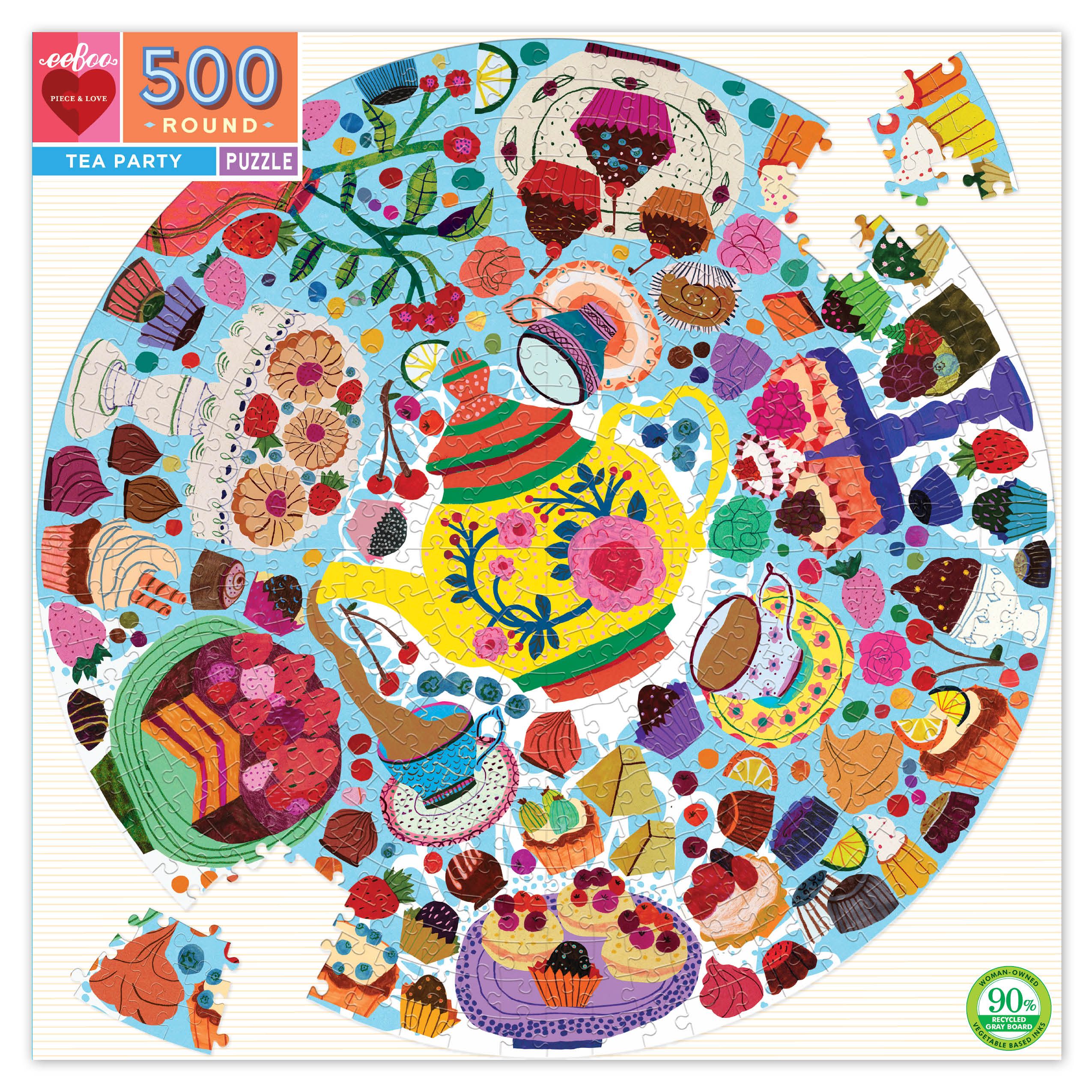 eeBoo - Tea Party (Round Puzzle) 500 pcs.