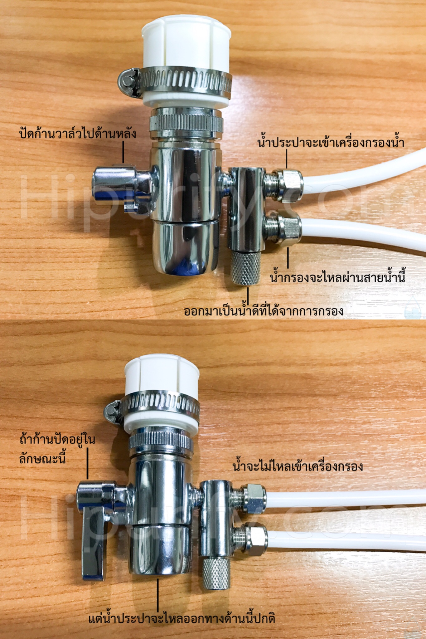 หัวต่อก๊อก Diverter Valve ตัวแปลงก๊อกซิงค์ 1/4"(2 หุน) 2 สายน้ำ