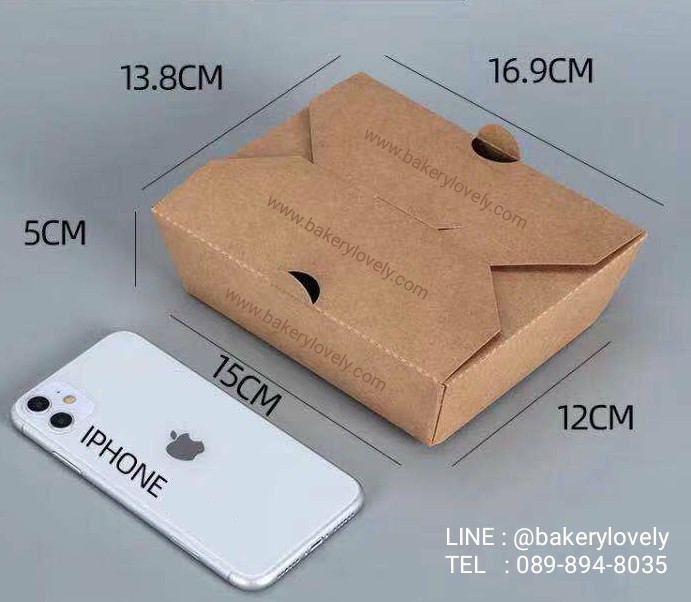 กล่องกระดาษฝาเปิดบน สีน้ำตาล 1,080 ml ใส่ของทอด