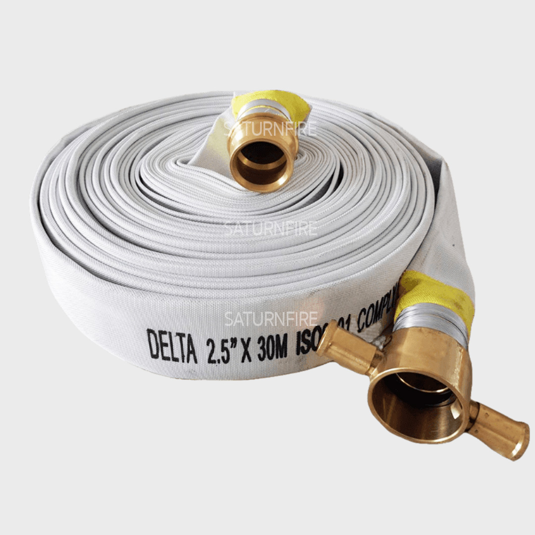 สายดับเพลิง ผ้าใบสังเคราะห์ สีขาว polyester, DELTA (1.5"x20m, Alu1.5")