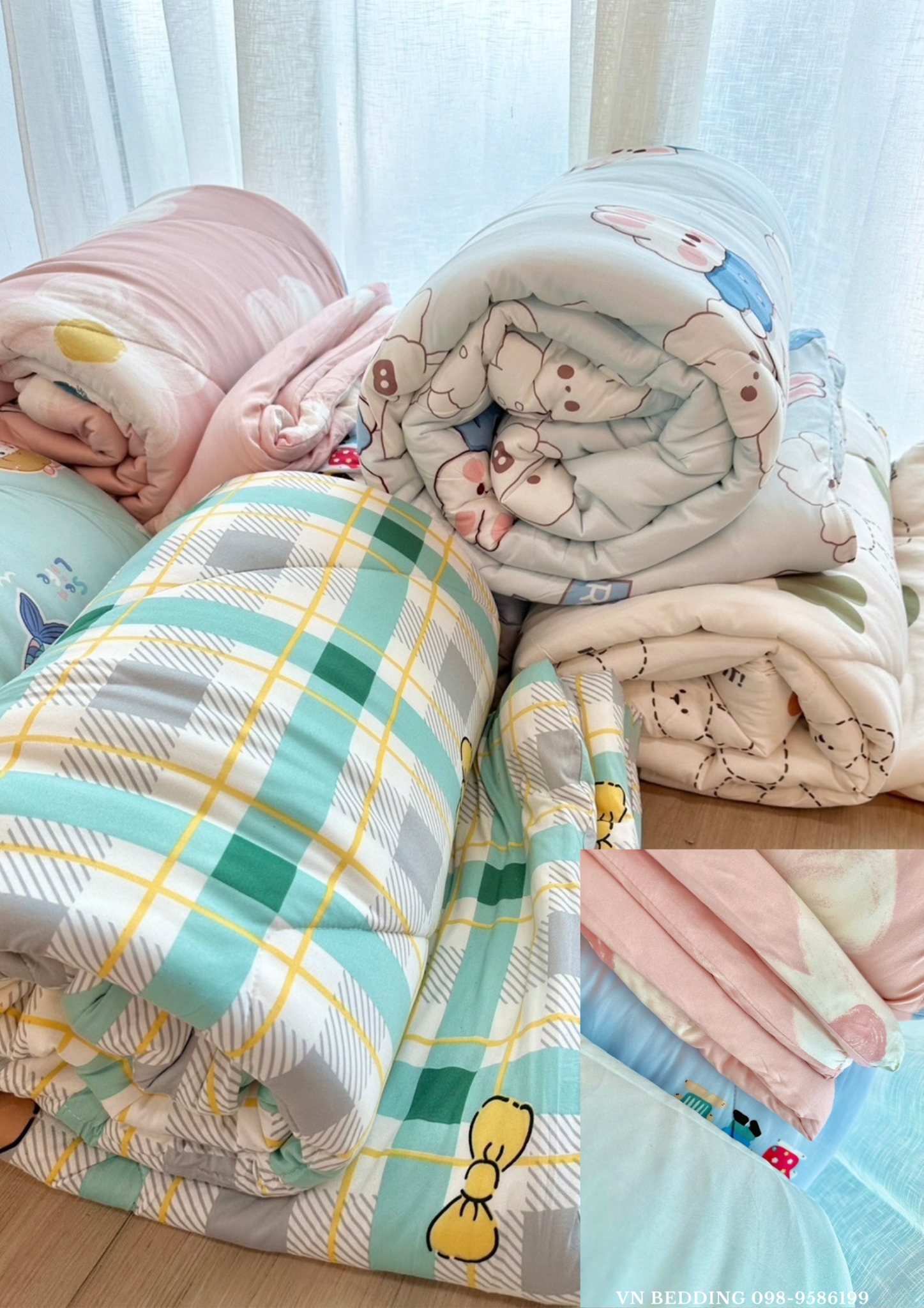 ผ้านวมใยไหมนม 6 ฟุต (6ผืนคละลาย)