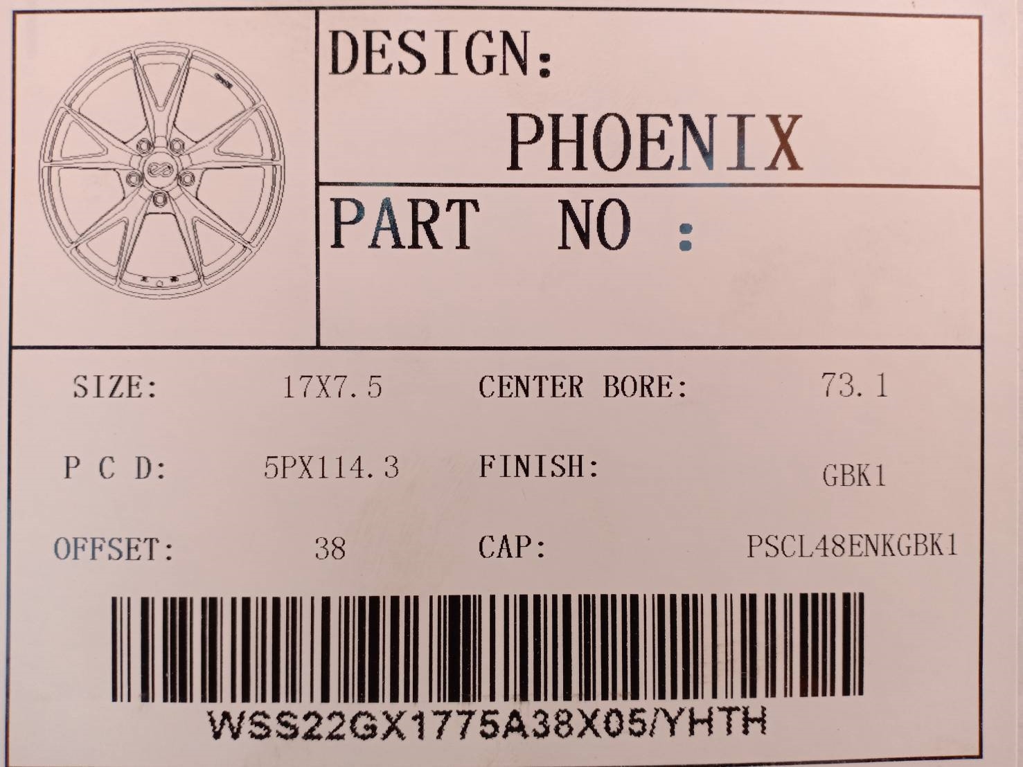 ENKEI PHOENIX ขอบ17 ET38 5x114.3 GBK1 สีดำเงา