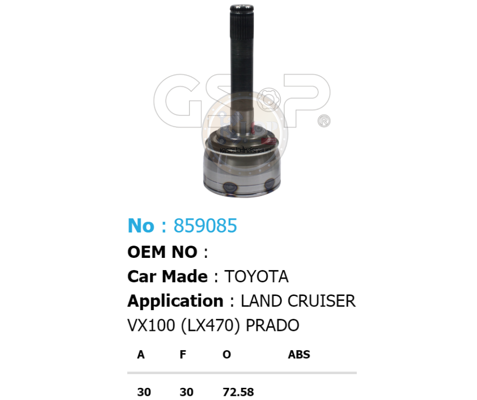 รหัสสินค้า 859085 [หัวเพลานอก ยี่ห้อGS-P] TOYOTA LAND CRUISER UZJ100/98-07