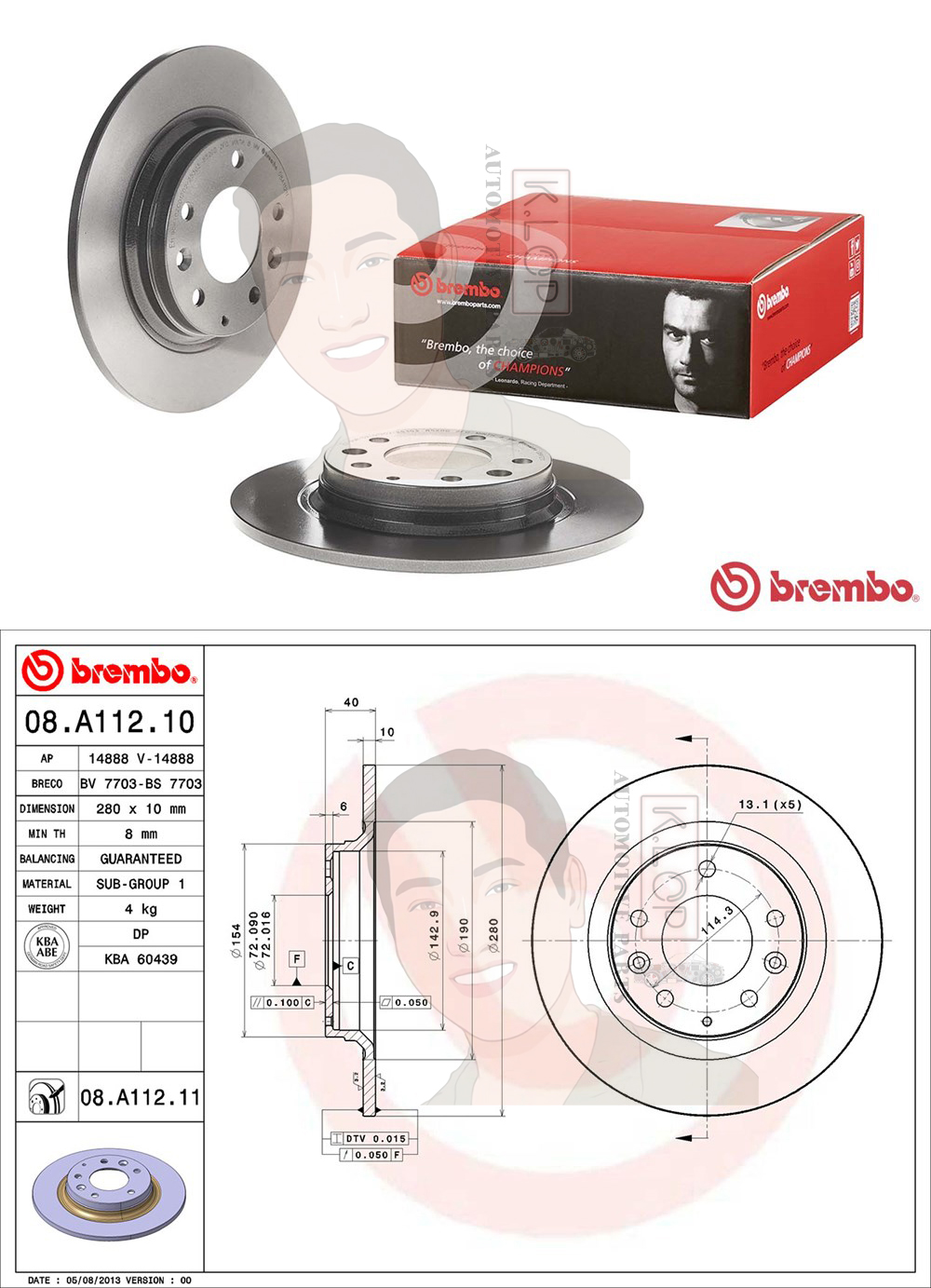 08 A112 11 จานเบรค ล้อ R (ยี่ห้อ BREMBO) รุ่น UV MAZDA MX-5 NC ปี 2005-2014