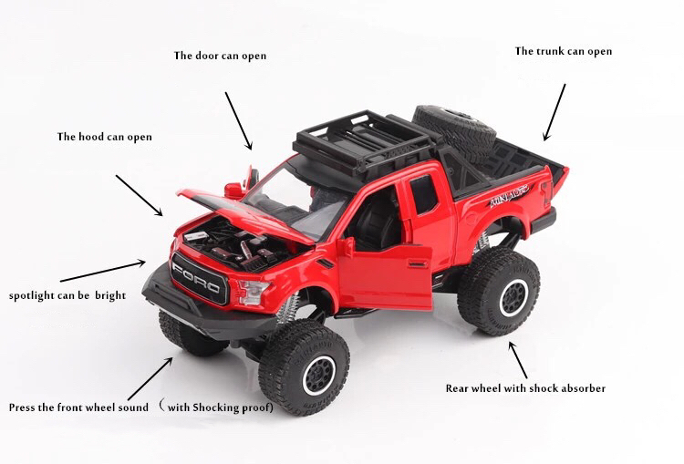 โมเดลรถเหล็ก Ford F150 Raptor big foot Scale 1:32 มีเสียงมีไฟ (ปลีก-ส่ง)