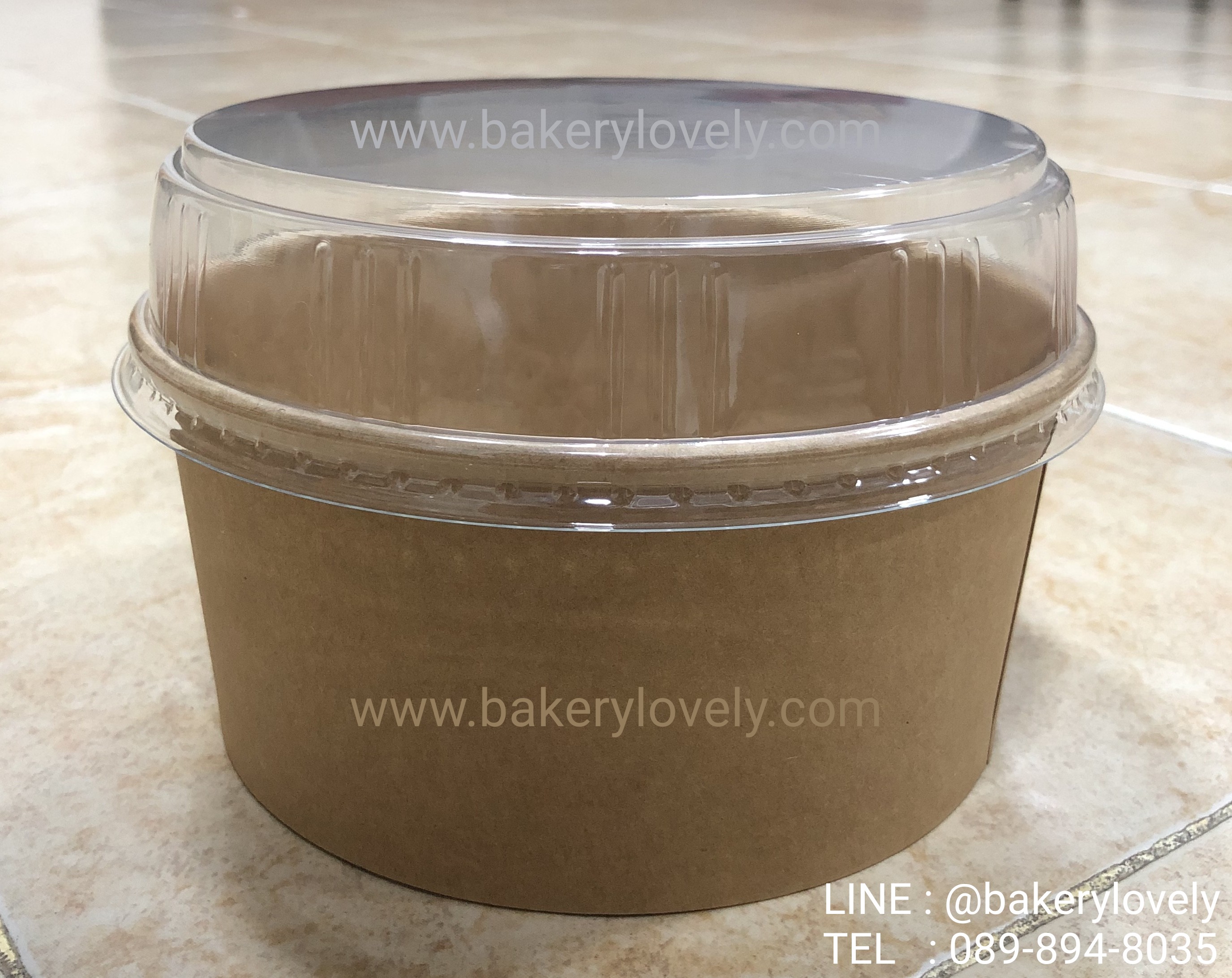 ถ้วยกระดาษ สีน้ำตาล 1,300 ml + ฝาปิดนูน