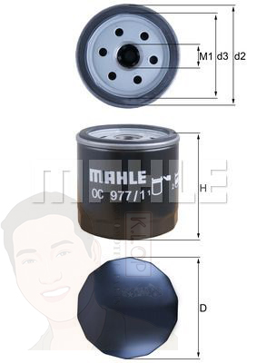 OC 977-1 กรองน้ำมันเครื่อง Q2 1.0/1.4 TFSI Q3 A1 A3, Beetle Golf Scirocco ยี่ห้อ MAHLE