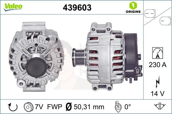 439603 ไดชาร์จ Valeo รุ่น BMW N52 E70(X5) 230A