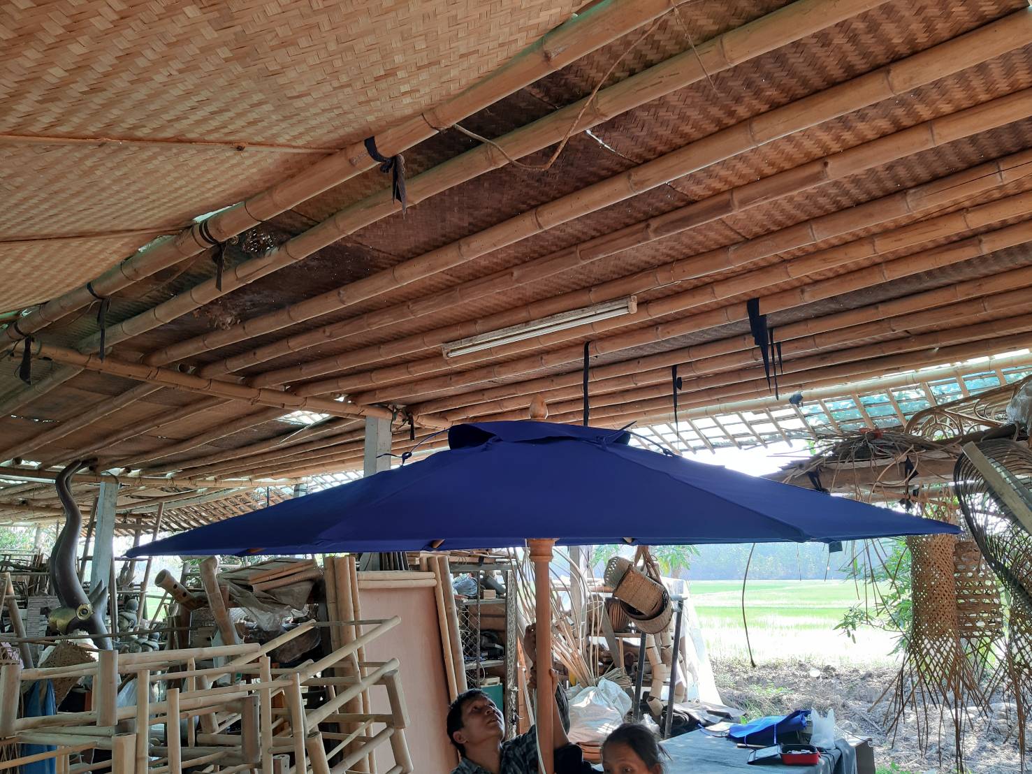 ร่มไม้ 50 นิ้ว ผ้า ซัลเบลล่า sunbella wood umbrella