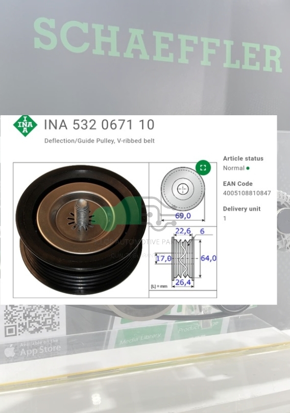 (INA) : ลูกรอก 6ร่อง OM651 W639 Sprinter 6