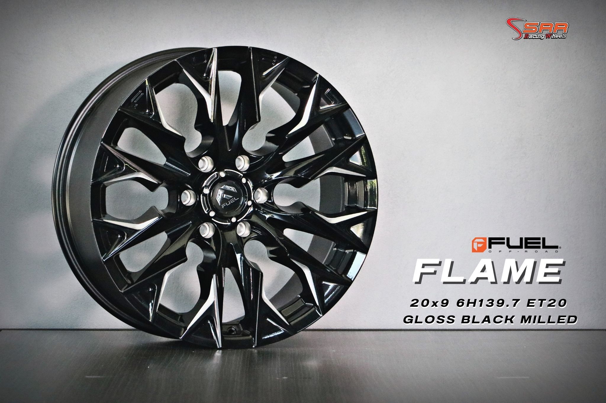 FUEL FLAME ขอบ20 6H139.7 ET20 GLOSS BLACK MILLED