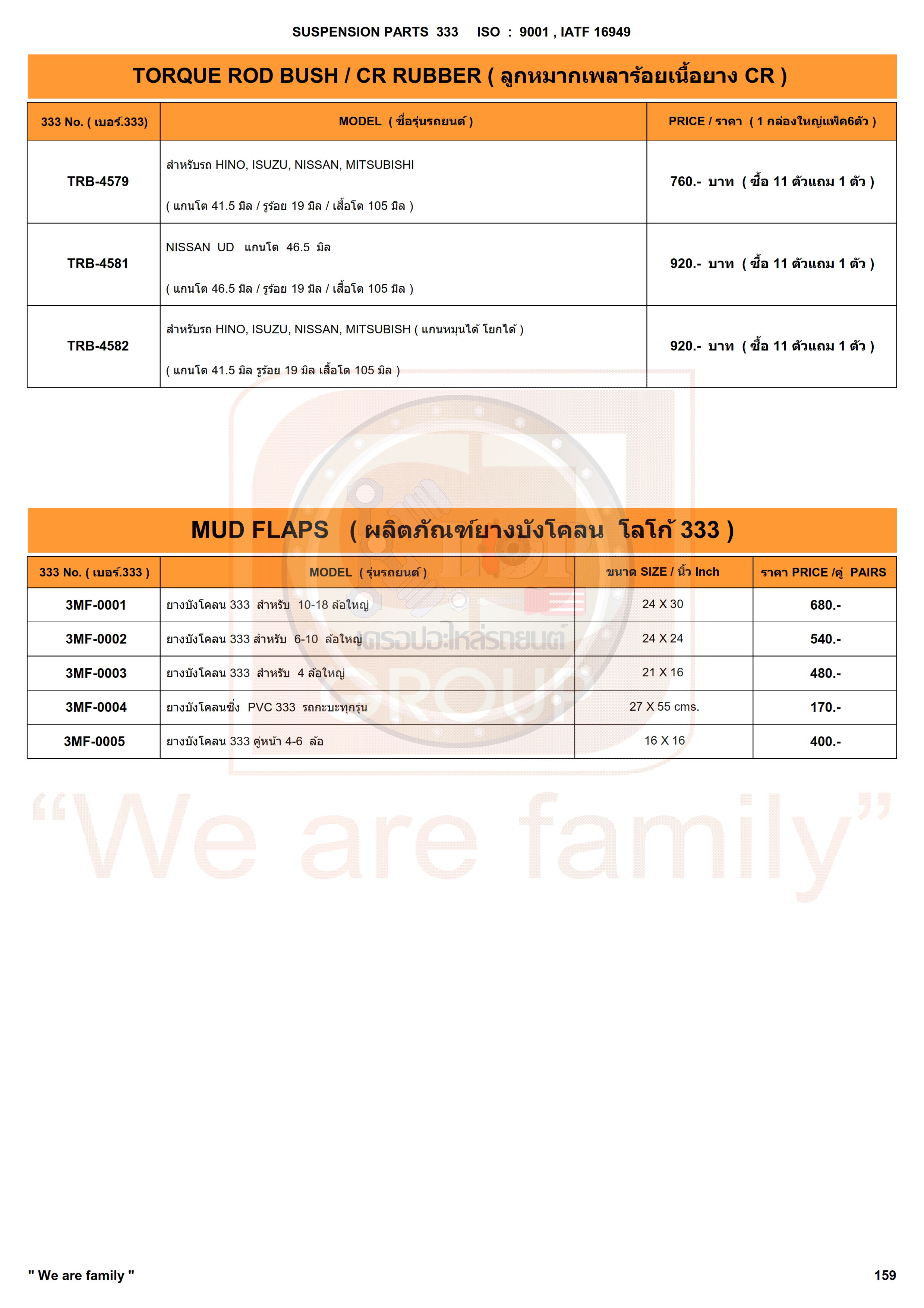 รายการ-ยางบังโคลน ,ลูกหมากเพลาร้อย (333&CJ)