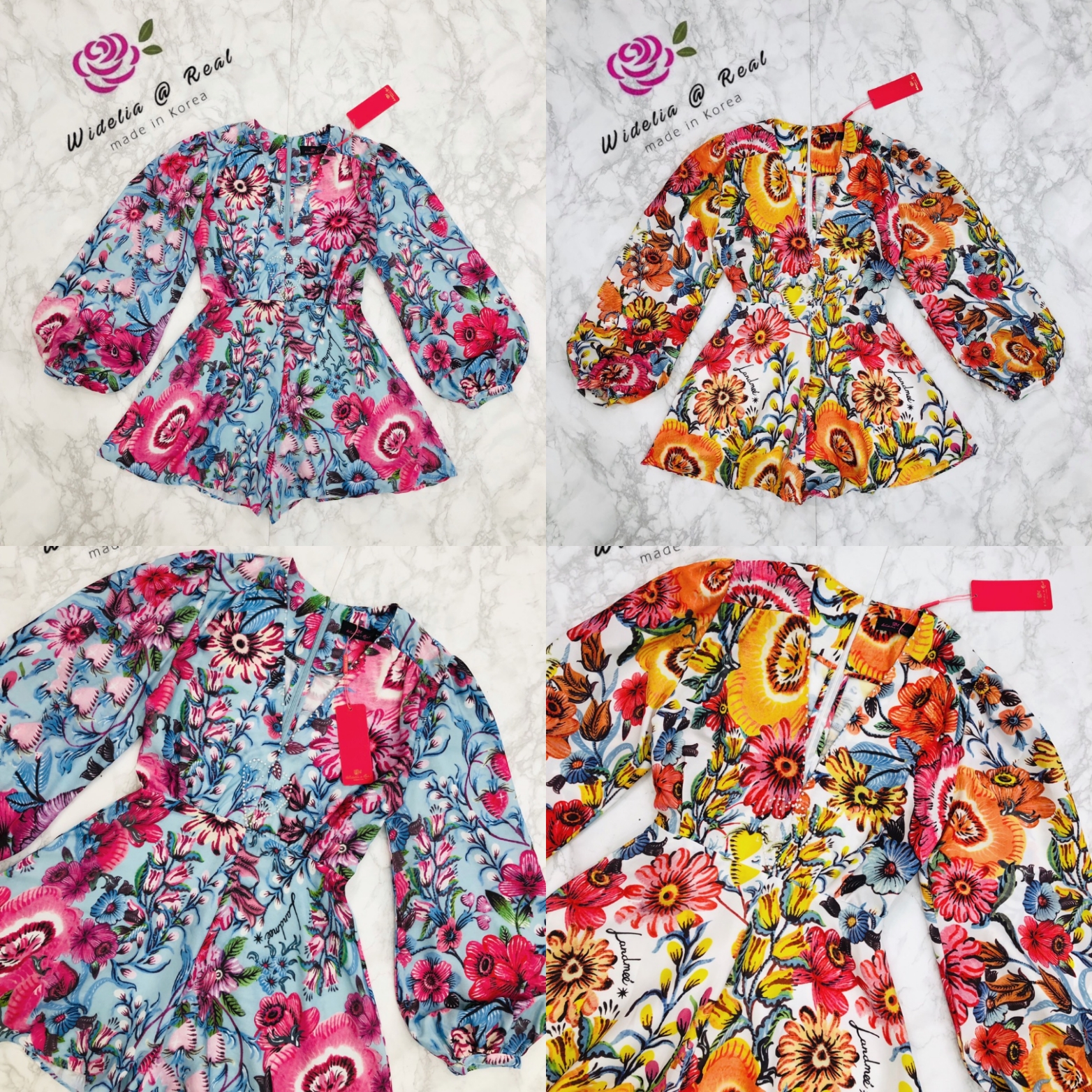 Landmee Jumpsuit จั้มสูทแขนยาวสุดน่ารัก ทรงคอวี ช่วงคอเย็บไข่มุกมาอย่างดี