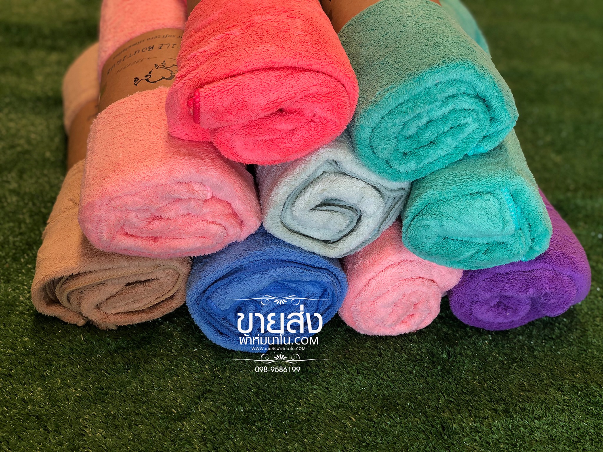 ผ้าเช็ดตัวขนเป็ดแบบหนา คละสี (1โหล)