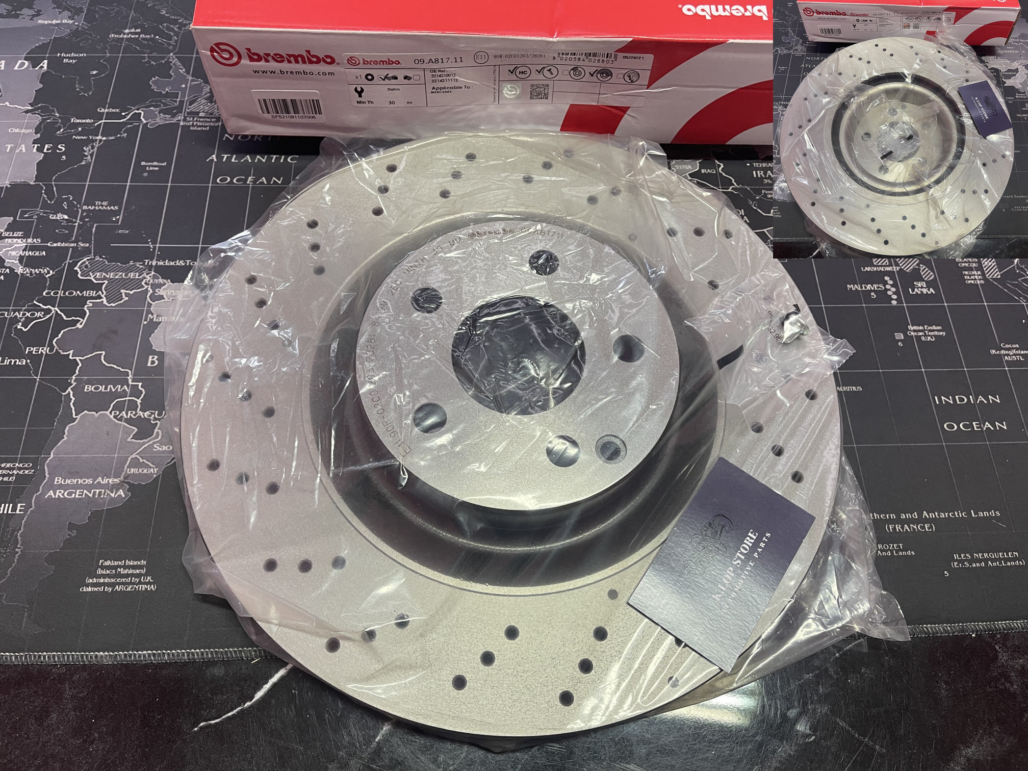 D09 A817 11 จานเบรค ล้อ F (ยี่ห้อ BREMBO) รุ่น HC UV Dr Benz W221 S250-600 ปี2006-2013