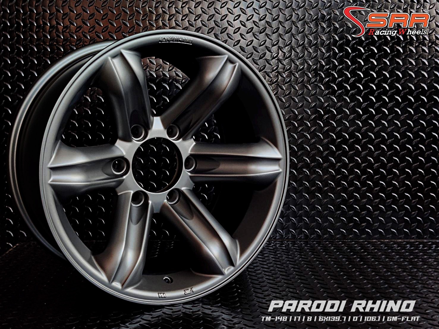 ล้อเล็บเหยี่ยว PARODI RHINO ขอบ17 6H139.7 ET0 สีเทาด้าน ราคาพิเศษ
