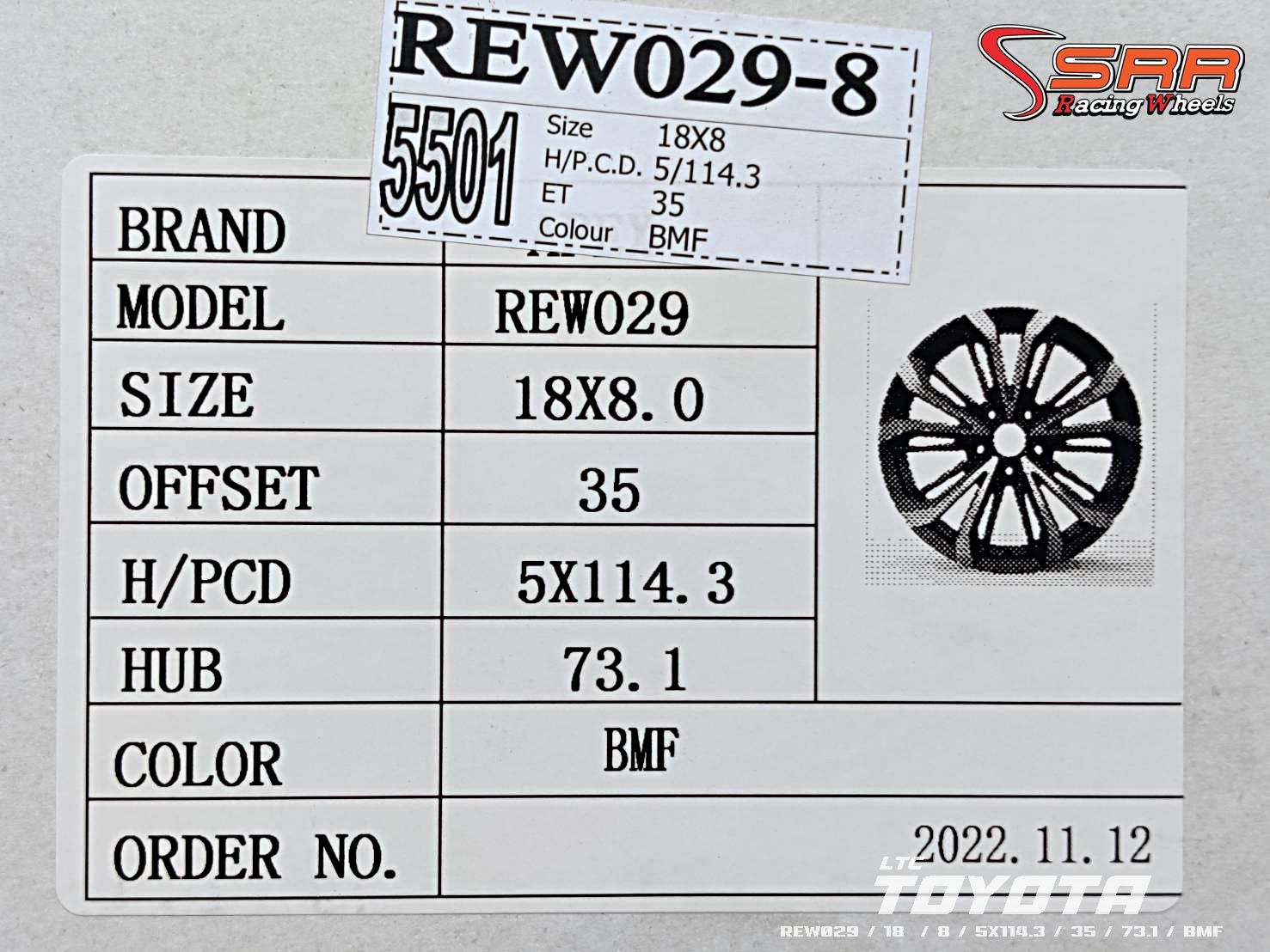 REW029 ขอบ18 5x114.3 ล้อแม็กสำหรับรถ TOYOTA