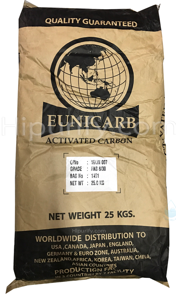 สารกรองน้ำ คาร์บอน (Activated Carbon) ยี่ห้อ EUNICARB บรรจุกระสอบ 25 KGS.(~50ลิตร)