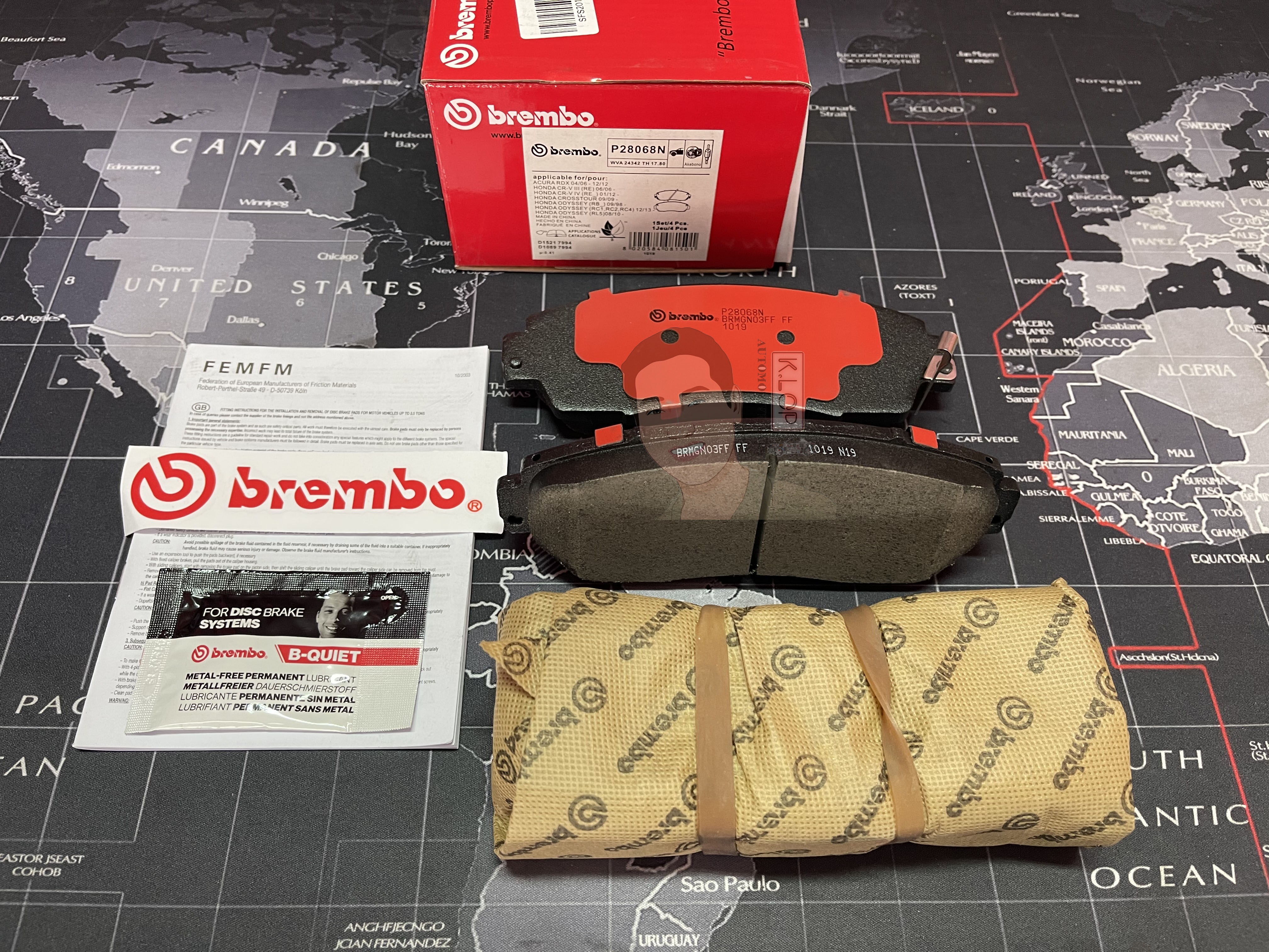 P28 068C ผ้าเบรก F (แท้ BREMBO รุ่น Ceramic) HONDA ซีอาร์-วี CR-V(Gen 3) 2.0 2.4 ปี2007-> /ซีอาร์-วี CR-V(Gen4 (2.0 2.4) ,Gen5 (1.6) ปี2012-> /สเตป แวกอน Stepwagon 2.0 ปี2013-> /สเตป แวกอน Stepwagon 2.0 ปี2013->